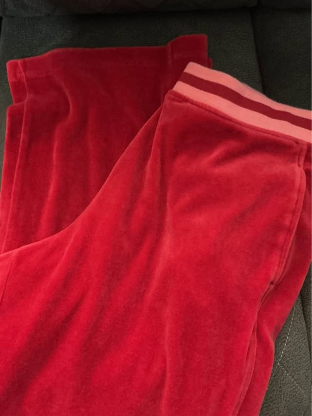 Danskin Now Velour Pink L (12-14) Lounge Pants Red Drawstring Pockets